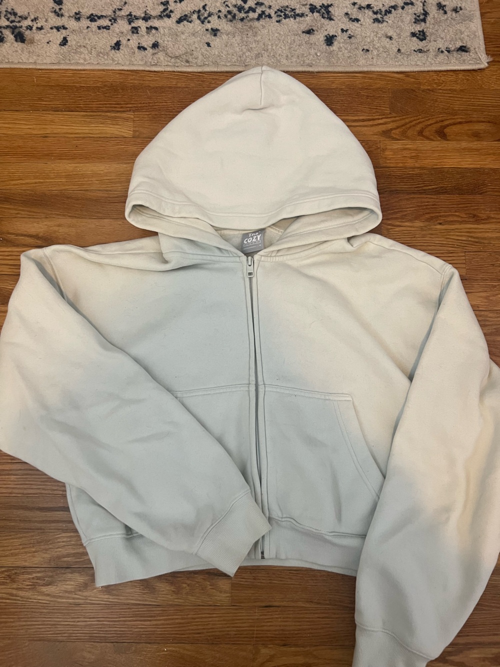 TNA Full-Zip Hooded Jacket - Light Blue Cropped